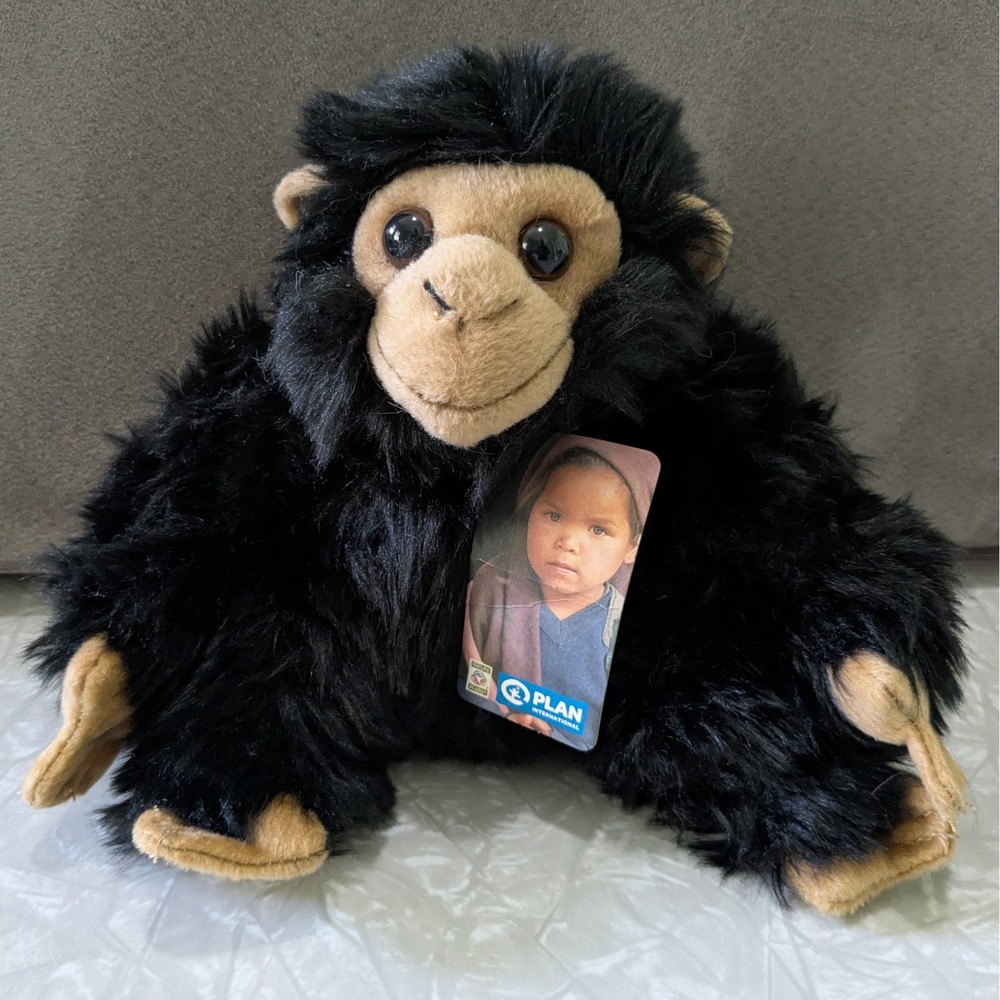 Nature Planet Chimpanzee Plush Sitting Stuffed Animal Black Monkey 7 Inch NWT